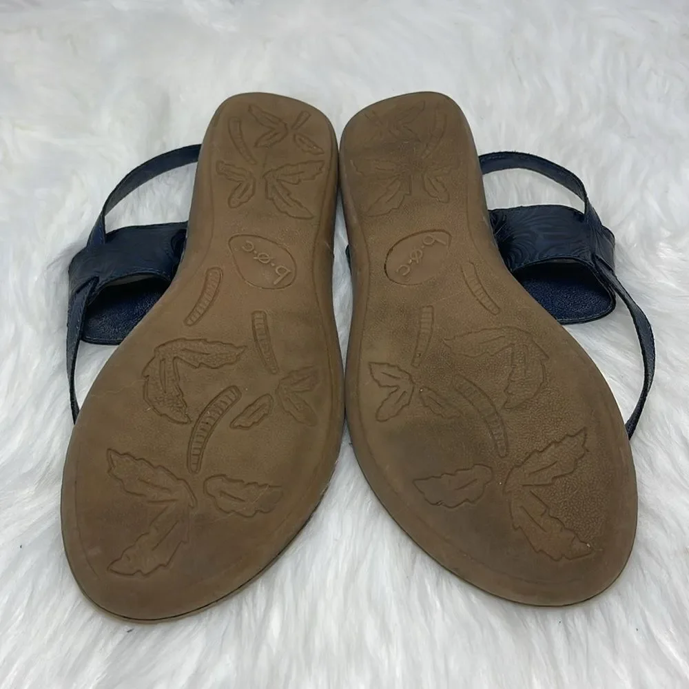 Born BOC Black Faux Leather Embossed Strap‎ Thong Sandals Sz 8